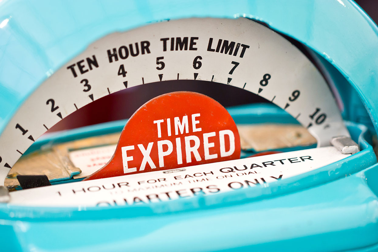 Close up of time expired indicator on a parking meter. - HRWatchdog