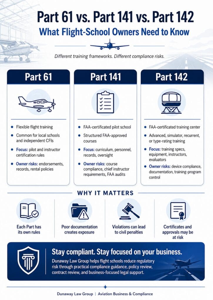 Graphic of the different requirements imposed on flight schools
